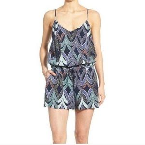 Purple Aqua Romper Strappy Tank and Shorts Romper w/Pockets (Sm)